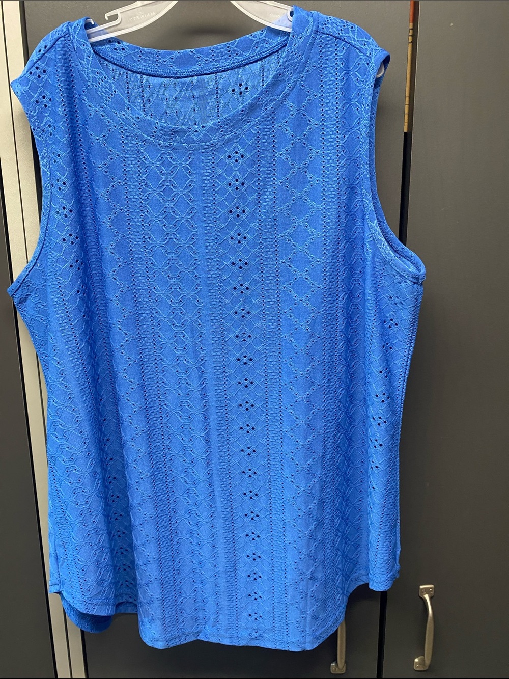 Source Unknown Royal Blue Eyelet Knit Tank Top